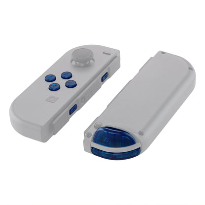 eXtremeRate Retail Transparent Clear Blue Replacement ABXY Direction Keys SR SL L R ZR ZL Trigger Buttons Springs, Full Set Buttons Repair Kits with Tools for NS Switch JoyCon & OLED JoyCon - JoyCon Shell NOT Included - AJ107