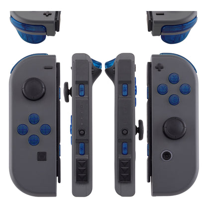 eXtremeRate Retail Transparent Clear Blue Replacement ABXY Direction Keys SR SL L R ZR ZL Trigger Buttons Springs, Full Set Buttons Repair Kits with Tools for NS Switch JoyCon & OLED JoyCon - JoyCon Shell NOT Included - AJ107