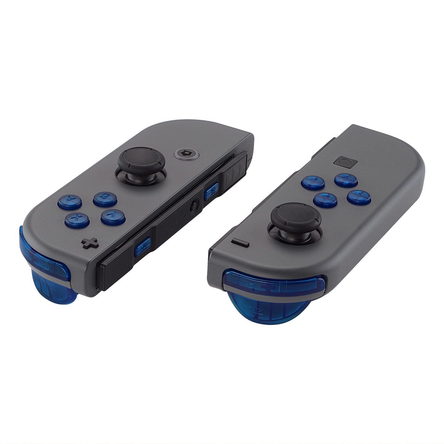 eXtremeRate Retail Transparent Clear Blue Replacement ABXY Direction Keys SR SL L R ZR ZL Trigger Buttons Springs, Full Set Buttons Repair Kits with Tools for NS Switch JoyCon & OLED JoyCon - JoyCon Shell NOT Included - AJ107