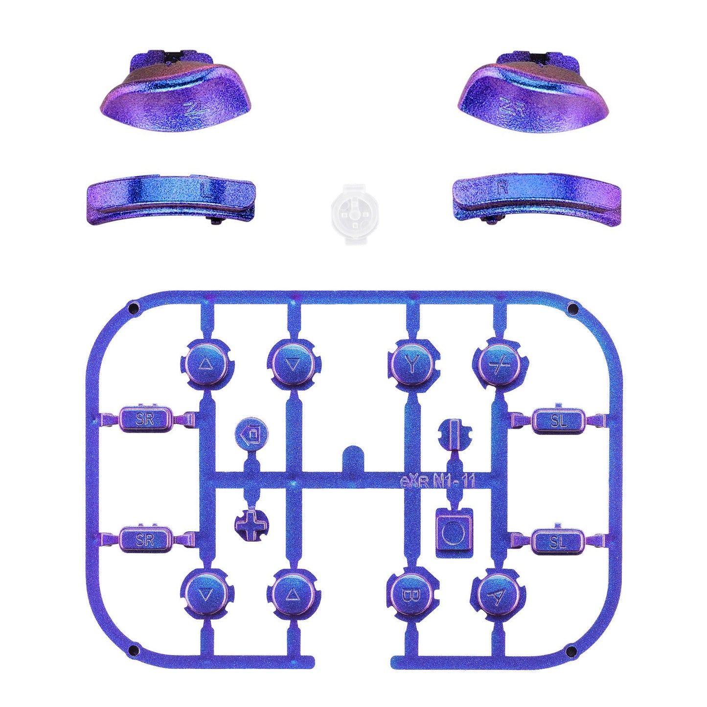 eXtremeRate NS Switch用ジョイコン交換フルセットボタン【カメレオンパープルブルー】