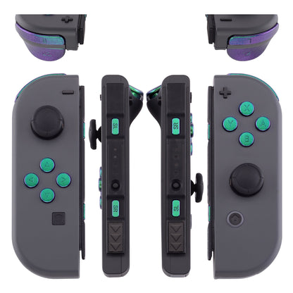 eXtremeRate Retail Green Purple Chameleon Replacement ABXY Direction Keys SR SL L R ZR ZL Trigger Buttons Springs, Full Set Buttons Repair Kits with Tools for NS Switch JoyCon & OLED JoyCon - JoyCon Shell NOT Included - AJ210