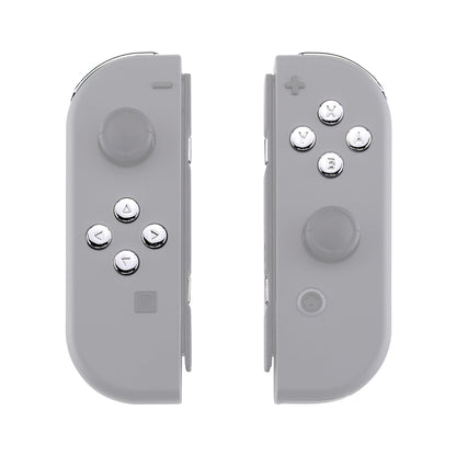 eXtremeRate Retail Chrome Silver Glossy Replacement ABXY Direction Keys SR SL L R ZR ZL Trigger Buttons Springs, Full Set Buttons Repair Kits with Tools for NS Switch JoyCon & OLED JoyCon - JoyCon Shell NOT Included - AJ302