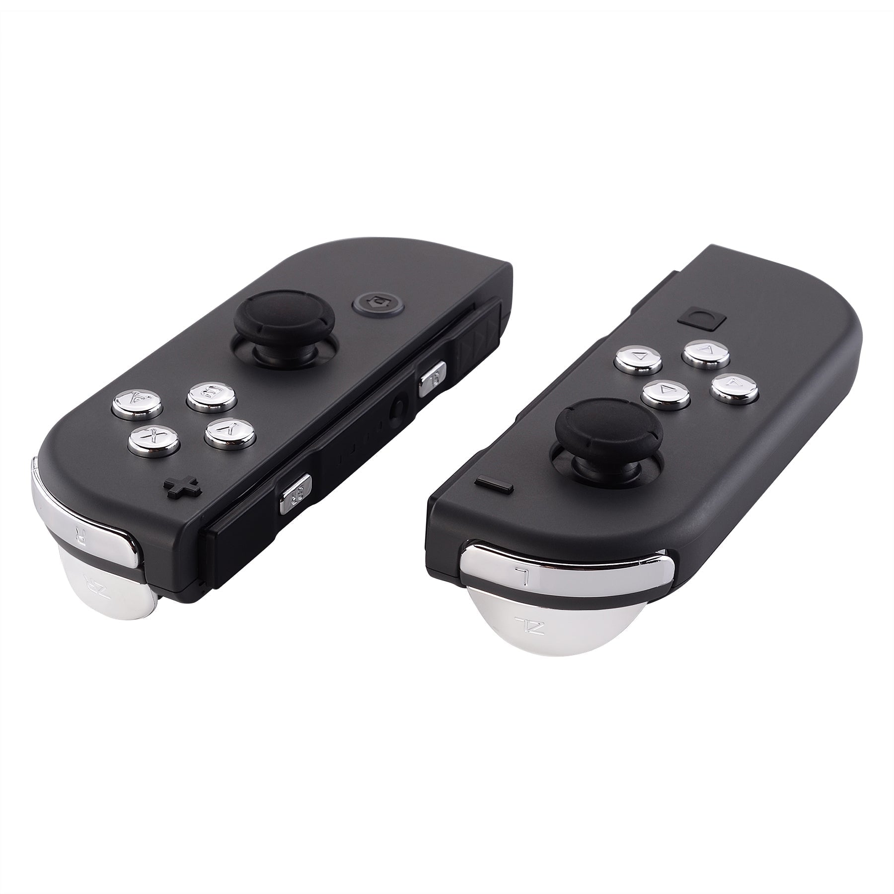 eXtremeRate Retail Chrome Silver Glossy Replacement ABXY Direction Keys SR SL L R ZR ZL Trigger Buttons Springs, Full Set Buttons Repair Kits with Tools for NS Switch JoyCon & OLED JoyCon - JoyCon Shell NOT Included - AJ302