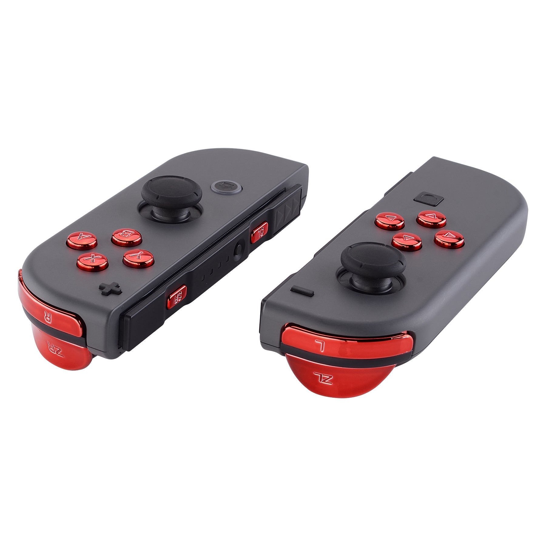 eXtremeRate Retail Chrome Red Glossy Replacement ABXY Direction Keys SR SL L R ZR ZL Trigger Buttons Springs, Full Set Buttons Repair Kits with Tools for NS Switch JoyCon & OLED JoyCon - JoyCon Shell NOT Included - AJ303