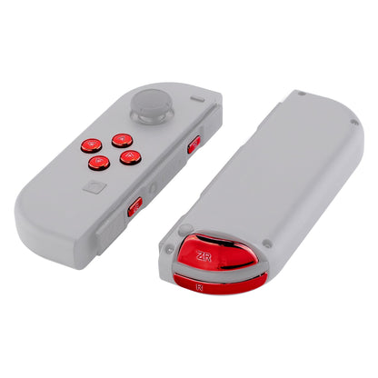 eXtremeRate Retail Chrome Red Glossy Replacement ABXY Direction Keys SR SL L R ZR ZL Trigger Buttons Springs, Full Set Buttons Repair Kits with Tools for NS Switch JoyCon & OLED JoyCon - JoyCon Shell NOT Included - AJ303