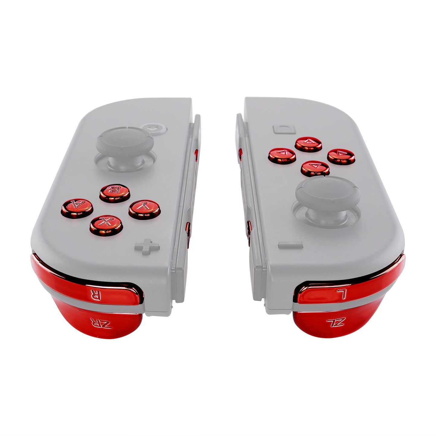 eXtremeRate Retail Chrome Red Glossy Replacement ABXY Direction Keys SR SL L R ZR ZL Trigger Buttons Springs, Full Set Buttons Repair Kits with Tools for NS Switch JoyCon & OLED JoyCon - JoyCon Shell NOT Included - AJ303