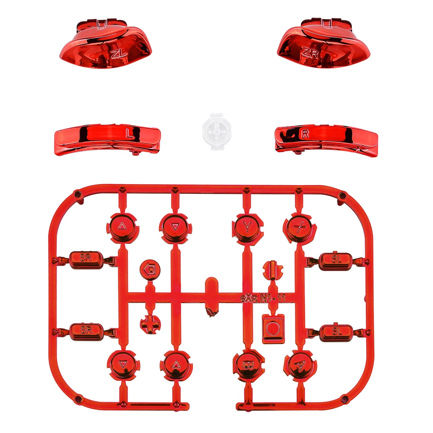 eXtremeRate NS Switch用ジョイコン交換フルセットボタン【クロームレッドグロッシー】