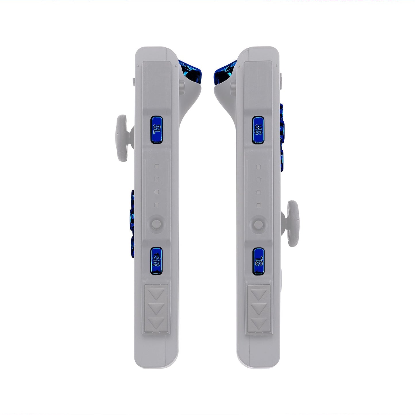 eXtremeRate Retail Chrome Blue Glossy Replacement ABXY Direction Keys SR SL L R ZR ZL Trigger Buttons Springs, Full Set Buttons Repair Kits with Tools for NS Switch JoyCon & OLED JoyCon - JoyCon Shell NOT Included - AJ304