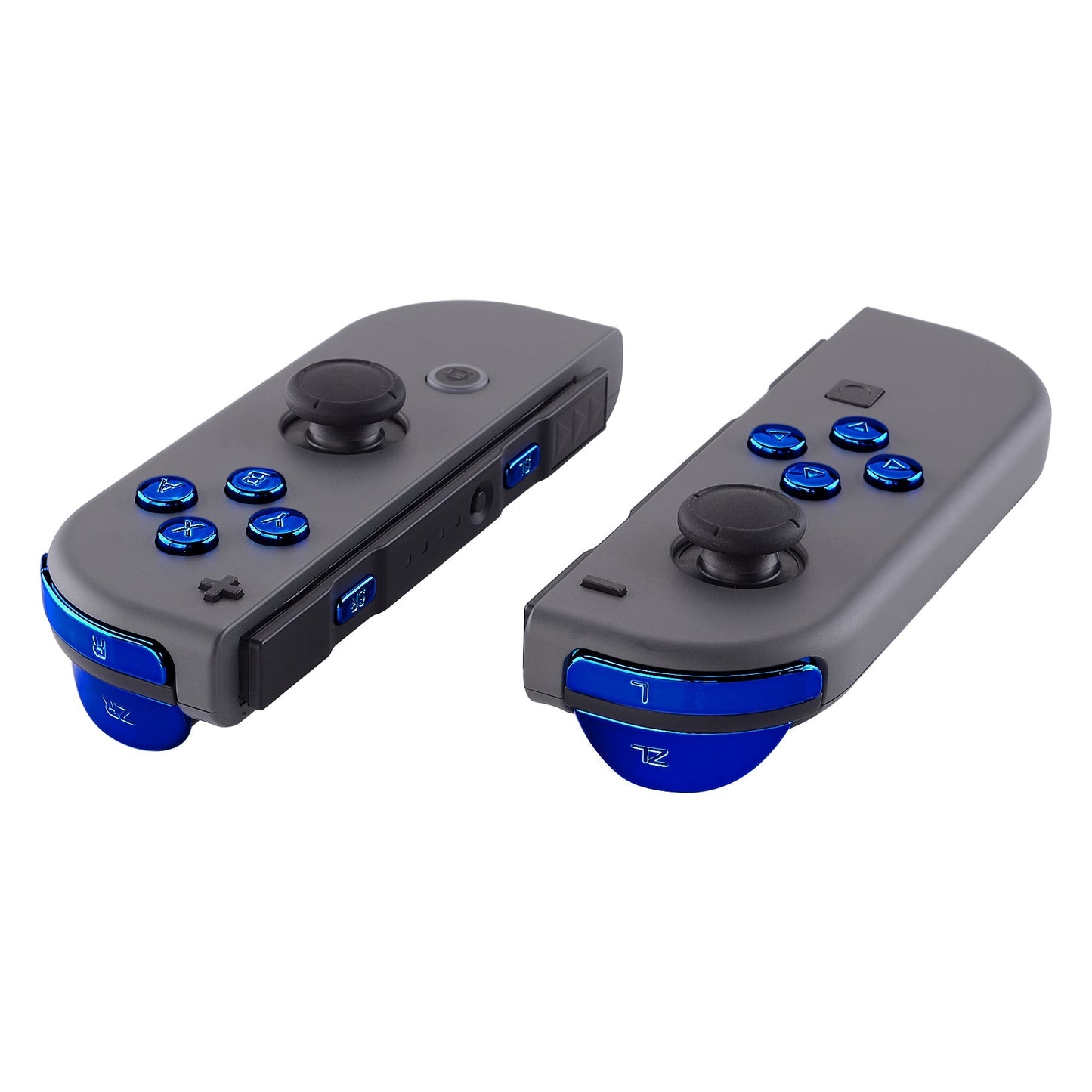 eXtremeRate Retail Chrome Blue Glossy Replacement ABXY Direction Keys SR SL L R ZR ZL Trigger Buttons Springs, Full Set Buttons Repair Kits with Tools for NS Switch JoyCon & OLED JoyCon - JoyCon Shell NOT Included - AJ304