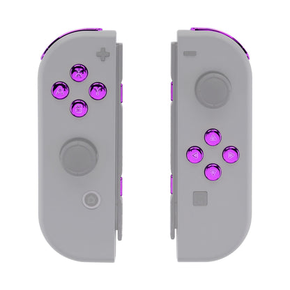 eXtremeRate Retail Chrome Purple Glossy Replacement ABXY Direction Keys SR SL L R ZR ZL Trigger Buttons Springs, Full Set Buttons Repair Kits with Tools for NS Switch JoyCon & OLED JoyCon - JoyCon Shell NOT Included - AJ305