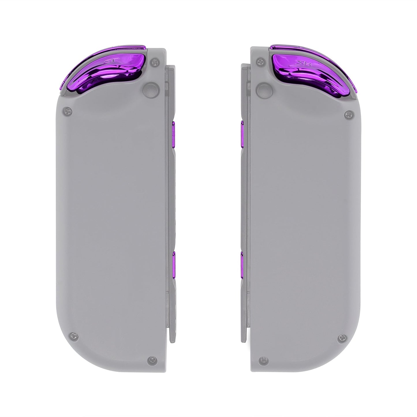 eXtremeRate Retail Chrome Purple Glossy Replacement ABXY Direction Keys SR SL L R ZR ZL Trigger Buttons Springs, Full Set Buttons Repair Kits with Tools for NS Switch JoyCon & OLED JoyCon - JoyCon Shell NOT Included - AJ305