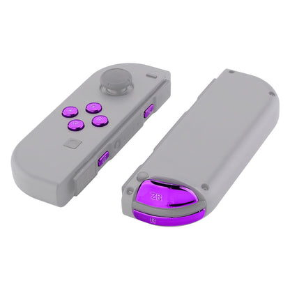 eXtremeRate Retail Chrome Purple Glossy Replacement ABXY Direction Keys SR SL L R ZR ZL Trigger Buttons Springs, Full Set Buttons Repair Kits with Tools for NS Switch JoyCon & OLED JoyCon - JoyCon Shell NOT Included - AJ305