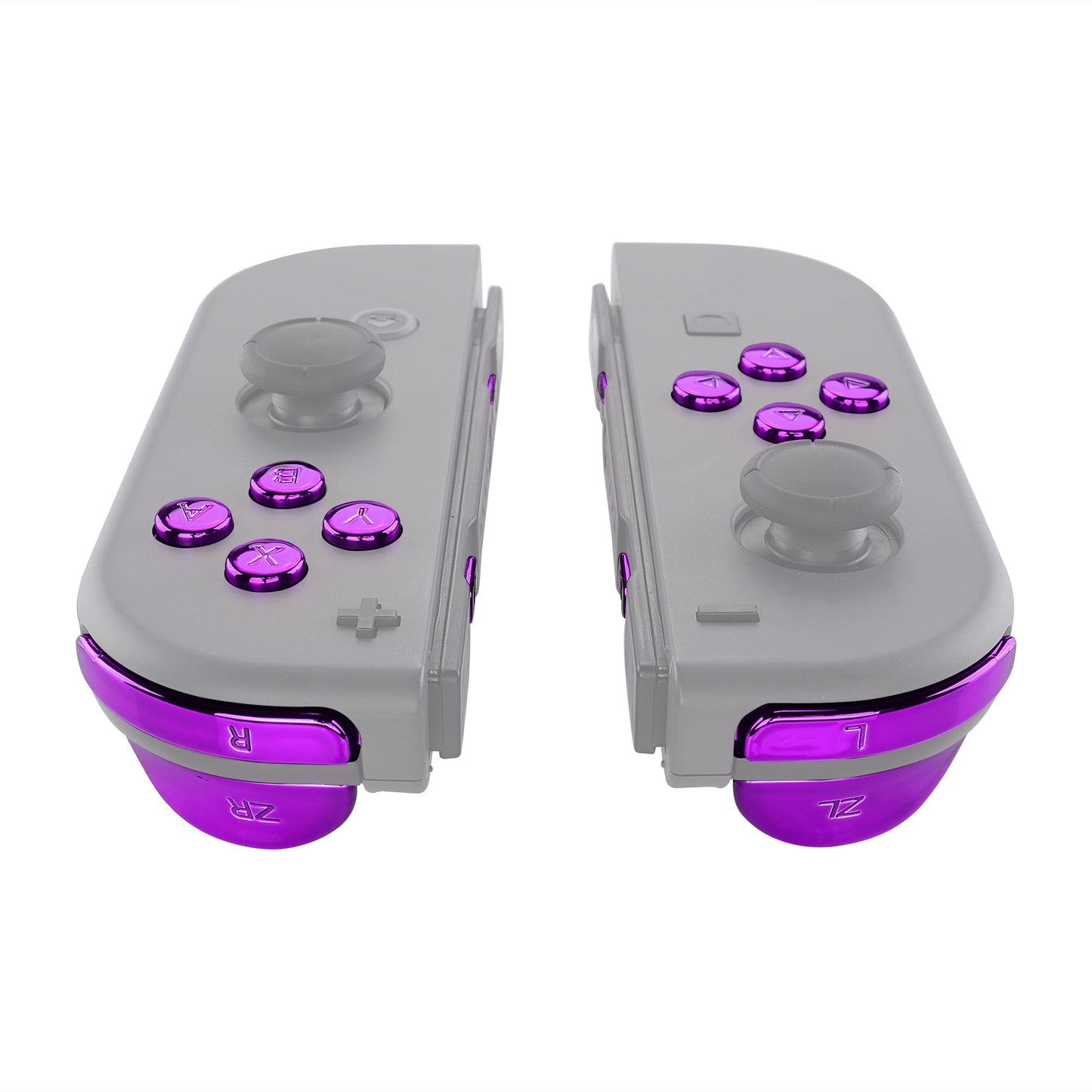 eXtremeRate Retail Chrome Purple Glossy Replacement ABXY Direction Keys SR SL L R ZR ZL Trigger Buttons Springs, Full Set Buttons Repair Kits with Tools for NS Switch JoyCon & OLED JoyCon - JoyCon Shell NOT Included - AJ305