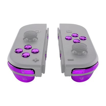 eXtremeRate Retail Chrome Purple Glossy Replacement ABXY Direction Keys SR SL L R ZR ZL Trigger Buttons Springs, Full Set Buttons Repair Kits with Tools for NS Switch JoyCon & OLED JoyCon - JoyCon Shell NOT Included - AJ305