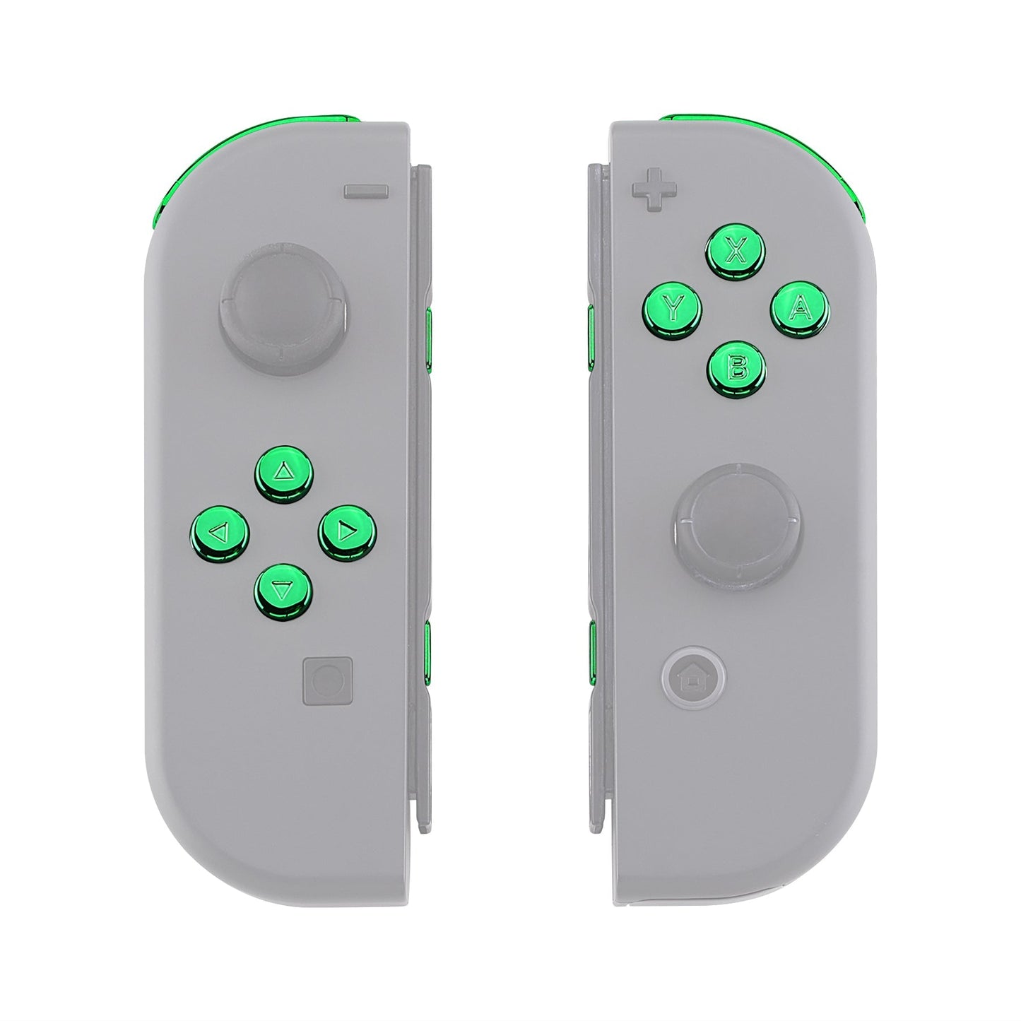 eXtremeRate Retail Chrome Green Glossy Replacement ABXY Direction Keys SR SL L R ZR ZL Trigger Buttons Springs, Full Set Buttons Fix Kits with Tools for NS Switch JoyCon & OLED JoyCon - JoyCon Shell NOT Included - AJ306