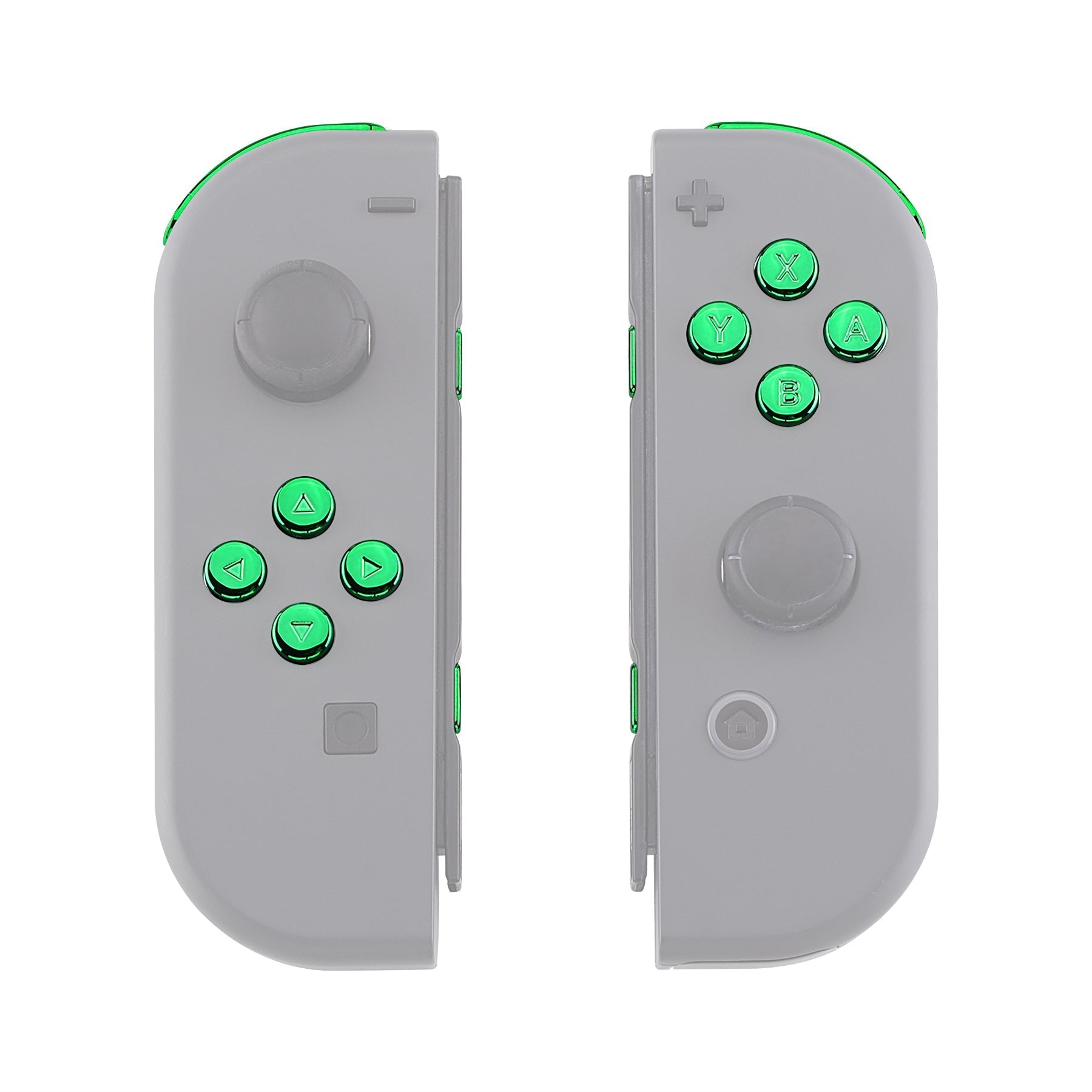 eXtremeRate Retail Chrome Green Glossy Replacement ABXY Direction Keys SR SL L R ZR ZL Trigger Buttons Springs, Full Set Buttons Fix Kits with Tools for NS Switch JoyCon & OLED JoyCon - JoyCon Shell NOT Included - AJ306