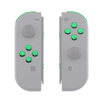 eXtremeRate Retail Chrome Green Glossy Replacement ABXY Direction Keys SR SL L R ZR ZL Trigger Buttons Springs, Full Set Buttons Fix Kits with Tools for NS Switch JoyCon & OLED JoyCon - JoyCon Shell NOT Included - AJ306