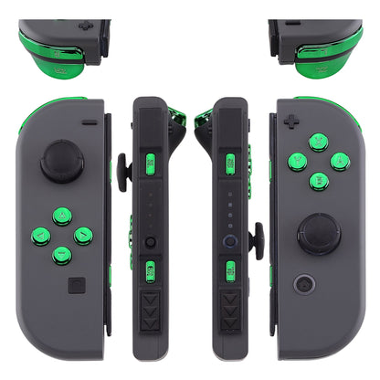 eXtremeRate Retail Chrome Green Glossy Replacement ABXY Direction Keys SR SL L R ZR ZL Trigger Buttons Springs, Full Set Buttons Fix Kits with Tools for NS Switch JoyCon & OLED JoyCon - JoyCon Shell NOT Included - AJ306