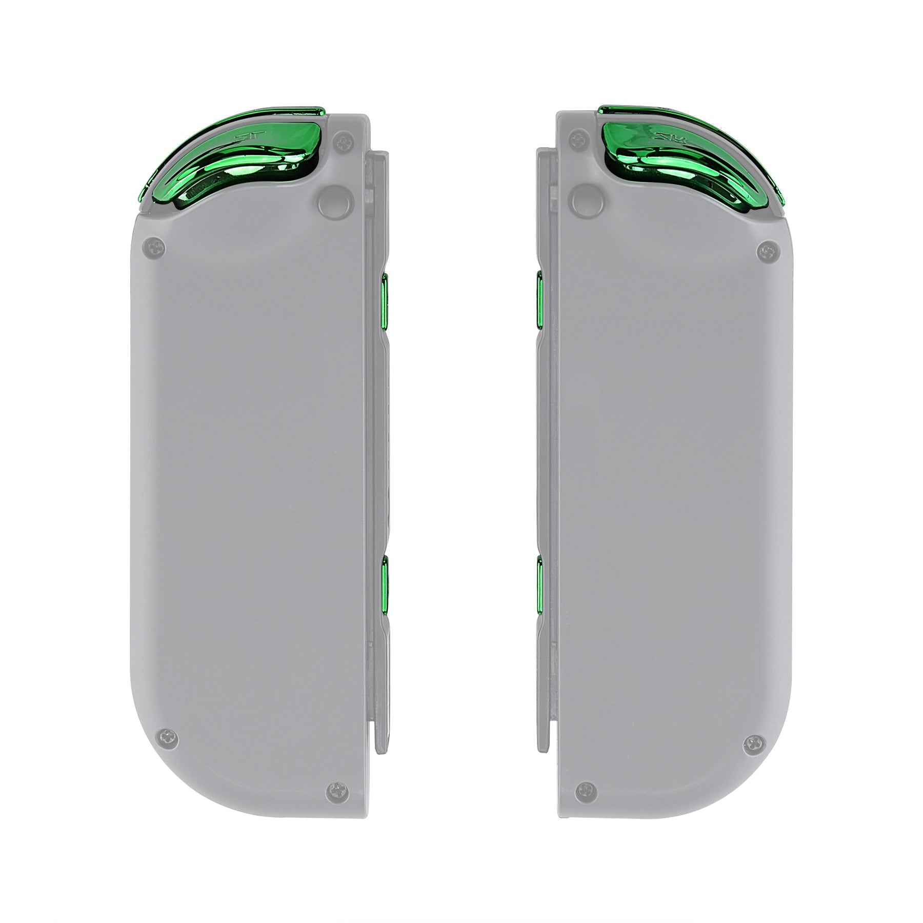 eXtremeRate Retail Chrome Green Glossy Replacement ABXY Direction Keys SR SL L R ZR ZL Trigger Buttons Springs, Full Set Buttons Fix Kits with Tools for NS Switch JoyCon & OLED JoyCon - JoyCon Shell NOT Included - AJ306