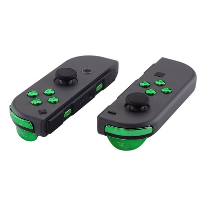 eXtremeRate Retail Chrome Green Glossy Replacement ABXY Direction Keys SR SL L R ZR ZL Trigger Buttons Springs, Full Set Buttons Fix Kits with Tools for NS Switch JoyCon & OLED JoyCon - JoyCon Shell NOT Included - AJ306