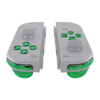 eXtremeRate Retail Chrome Green Glossy Replacement ABXY Direction Keys SR SL L R ZR ZL Trigger Buttons Springs, Full Set Buttons Fix Kits with Tools for NS Switch JoyCon & OLED JoyCon - JoyCon Shell NOT Included - AJ306