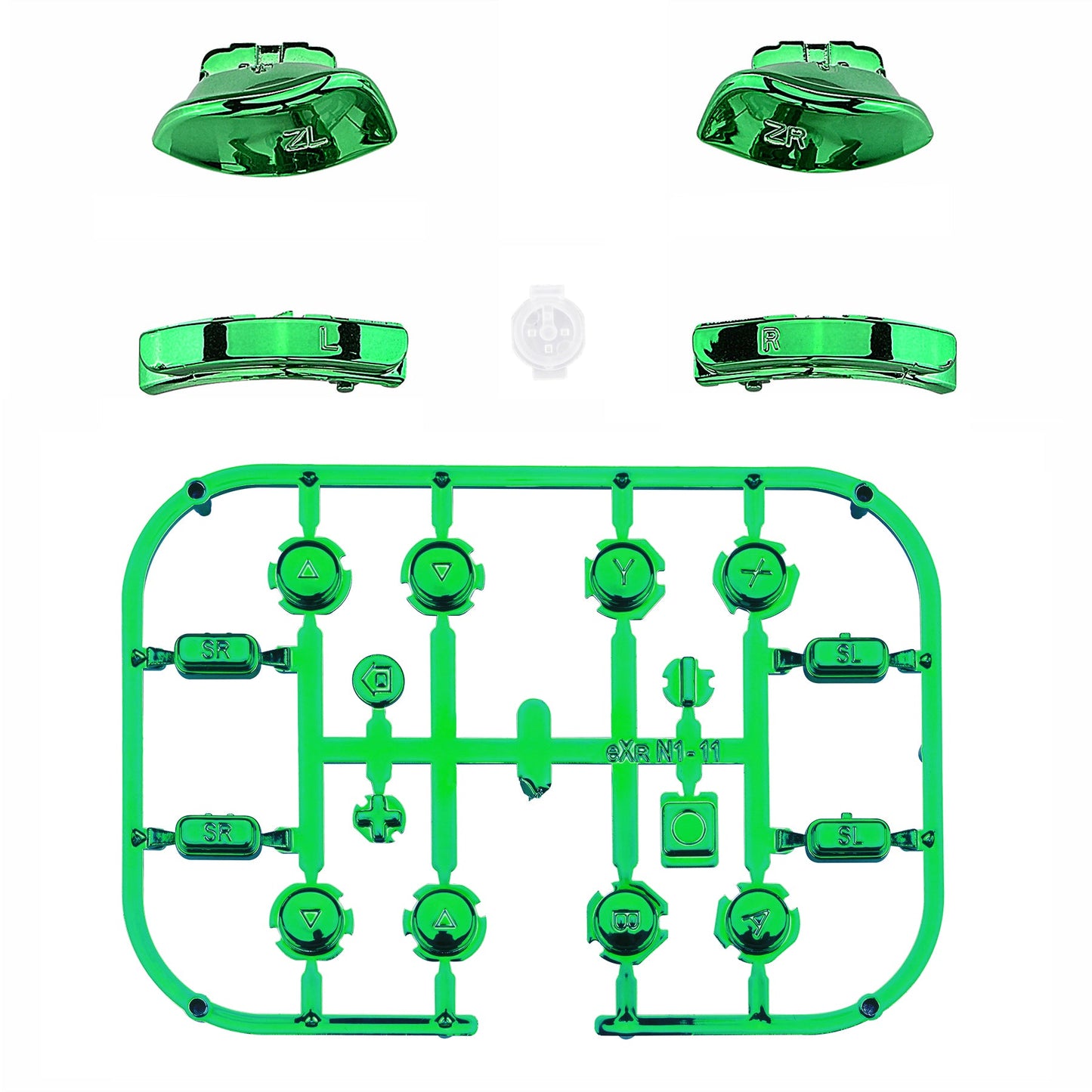 eXtremeRate NS Switch用ジョイコン交換フルセットボタン【クロームグリーングロッシー】