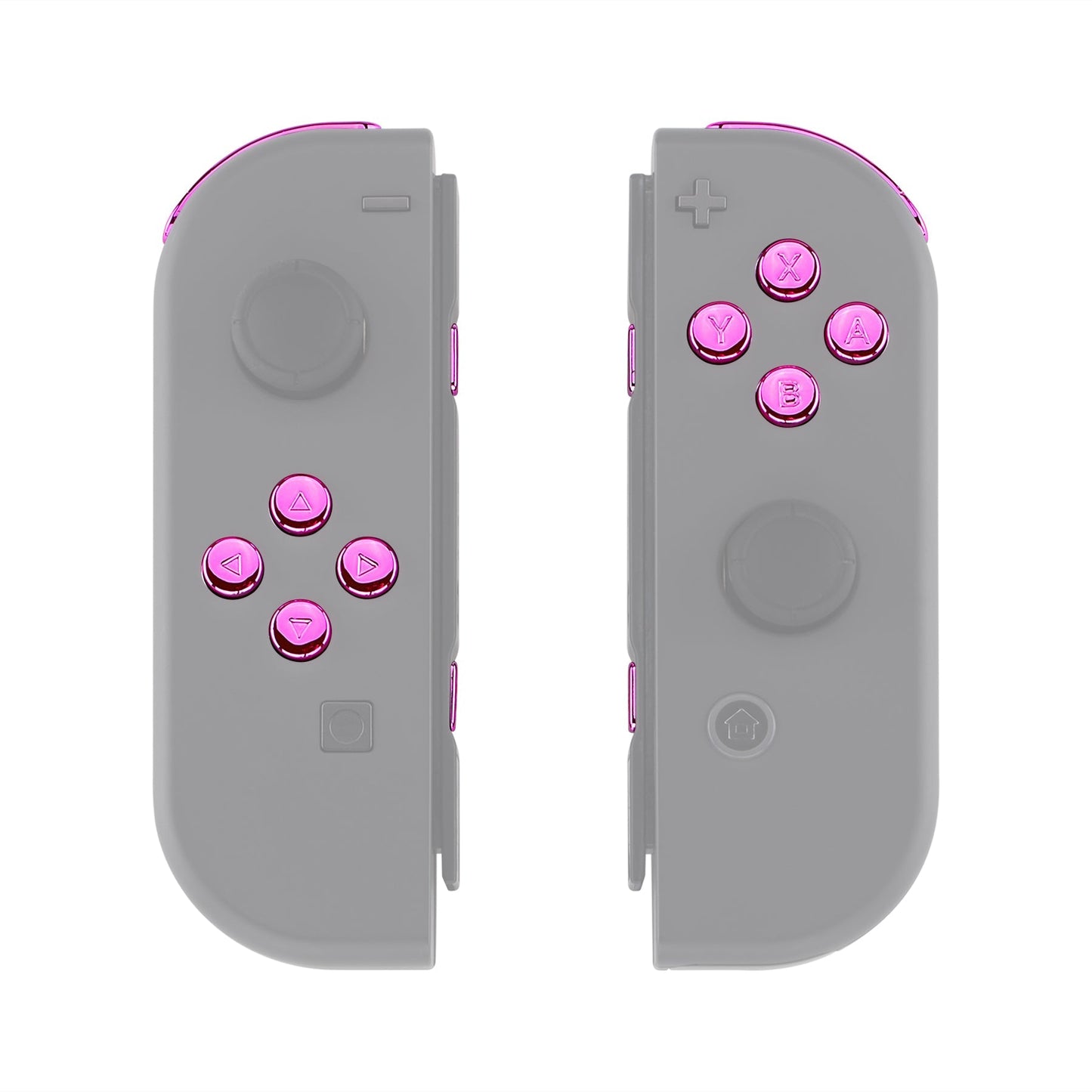 eXtremeRate Retail Chrome Pink Glossy Replacement ABXY Direction Keys SR SL L R ZR ZL Trigger Buttons Springs, Full Set Buttons Fix Kits with Tools for NS Switch JoyCon & OLED JoyCon - JoyCon Shell NOT Included - AJ307