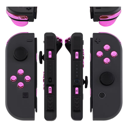 eXtremeRate Retail Chrome Pink Glossy Replacement ABXY Direction Keys SR SL L R ZR ZL Trigger Buttons Springs, Full Set Buttons Fix Kits with Tools for NS Switch JoyCon & OLED JoyCon - JoyCon Shell NOT Included - AJ307