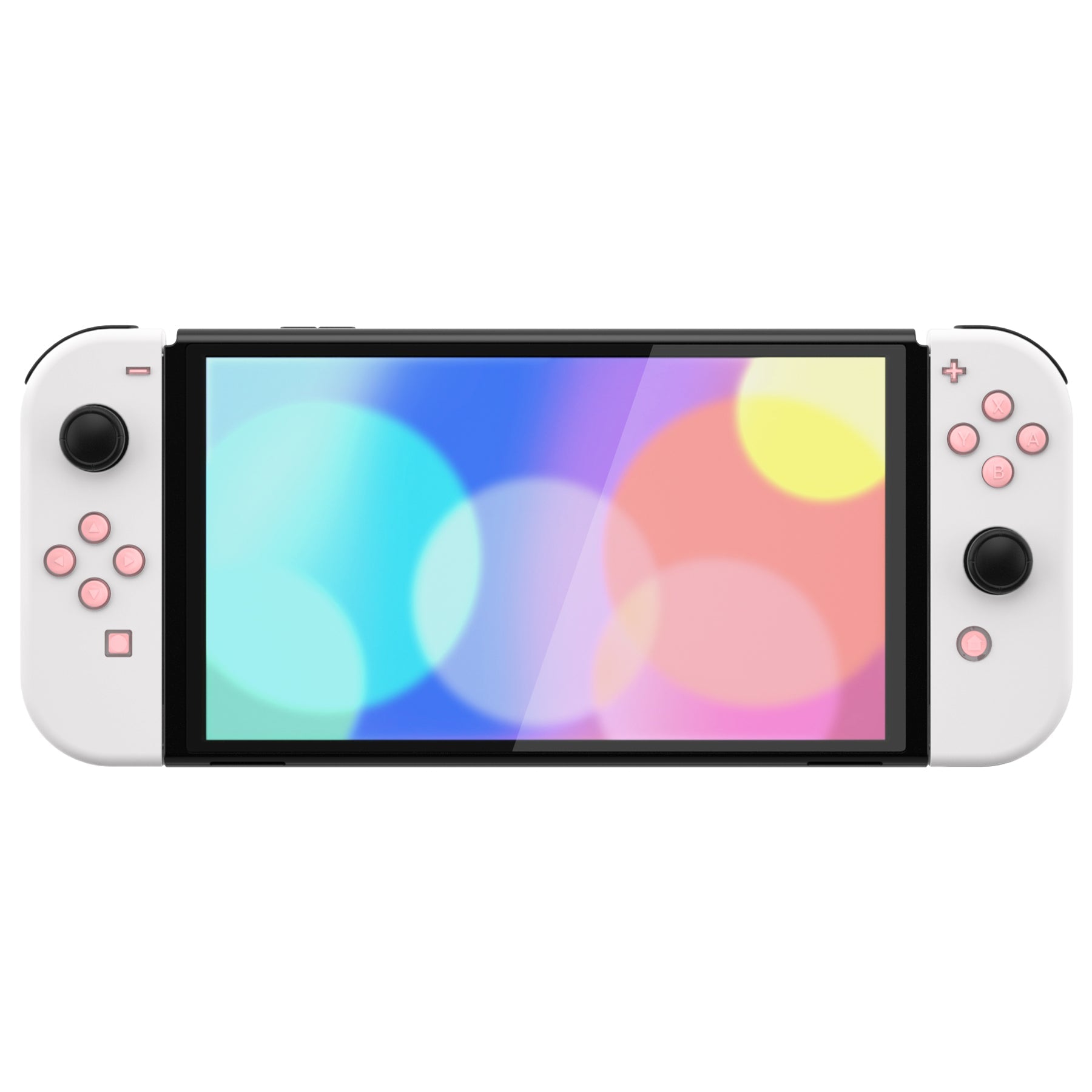 eXtremeRate Retail Replacement Controller ABXY Direction Home Capture + - Jelly Buttons, Two-Tone Pale Red & Clear with Symbols Action Face Keys for Nintendo Switch & Switch OLED Joy-con - JoyCon NOT Included -  AJ7002