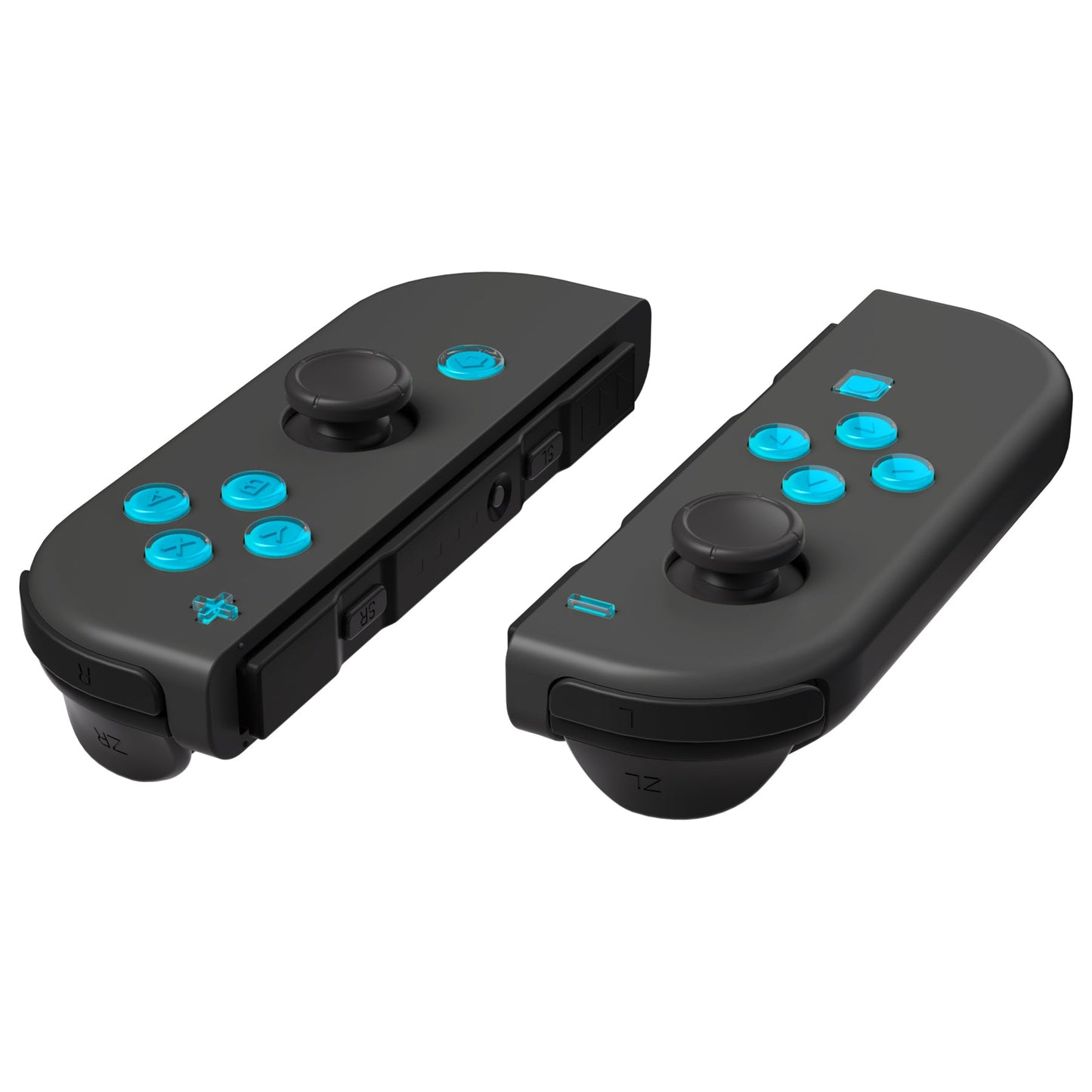 eXtremeRate Retail Replacement Controller ABXY Direction Home Capture + - Jelly Buttons, Two-Tone Pale New Hope Blue & Clear with Symbols Action Face Keys for Nintendo Switch & Switch OLED Joy-con - JoyCon NOT Included -  AJ7006