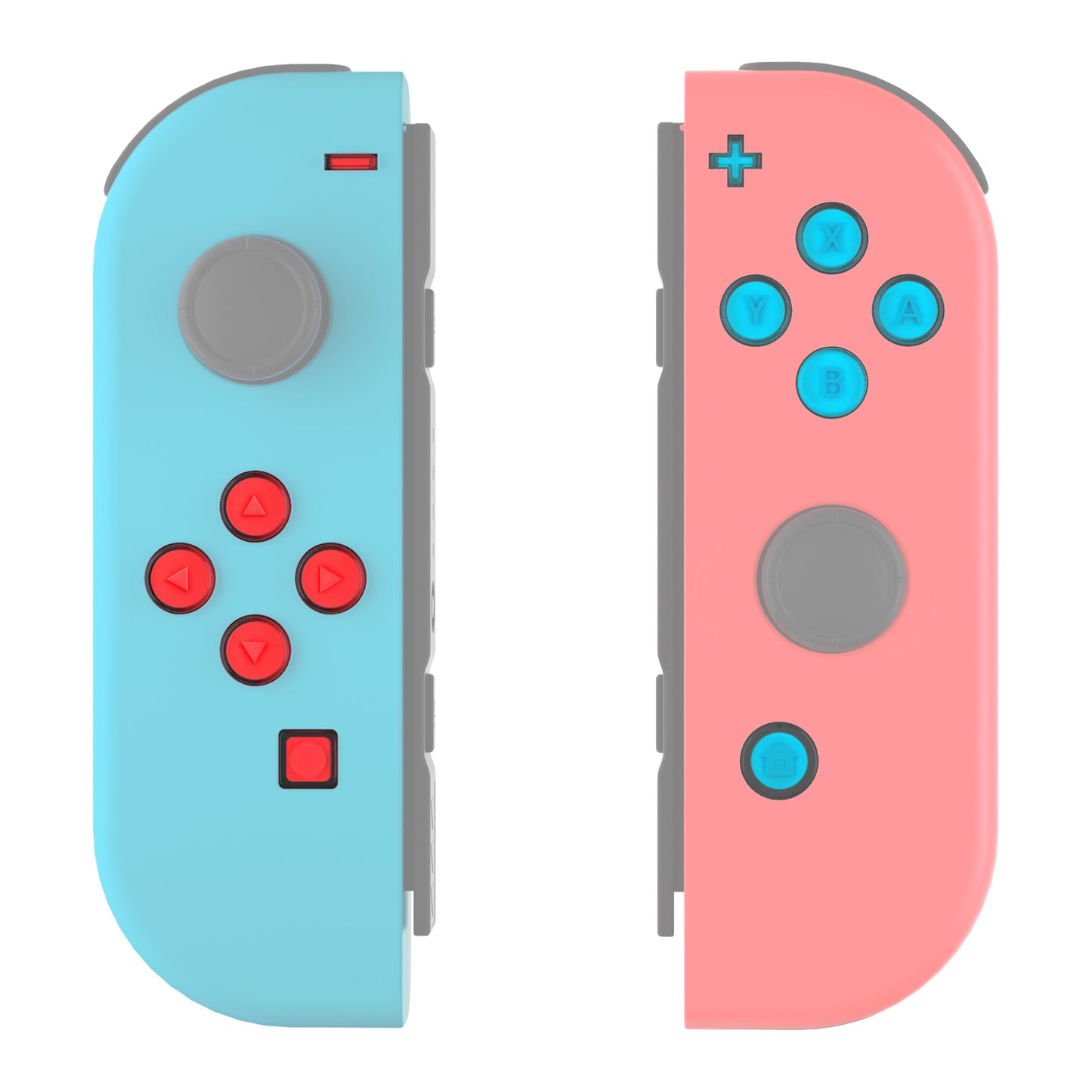 eXtremeRate Retail Replacement Controller ABXY Direction Home Capture + - Jelly Buttons, Two-Tone Pale New Hope Red & Blue & Clear with Symbols Action Face Keys for Nintendo Switch & Switch OLED Joy-con - JoyCon NOT Included -  AJ7011