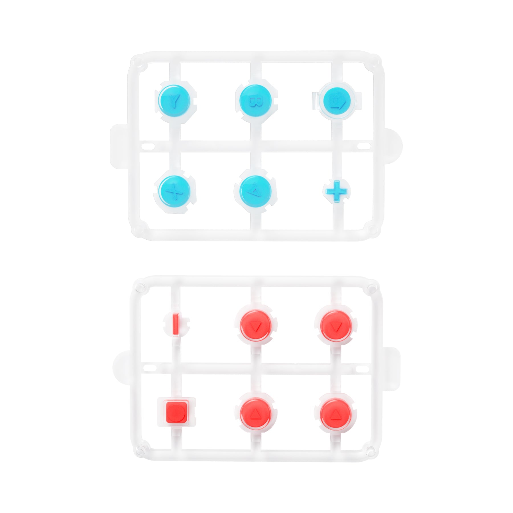 eXtremeRate Retail Replacement Controller ABXY Direction Home Capture + - Jelly Buttons, Two-Tone Pale New Hope Red & Blue & Clear with Symbols Action Face Keys for Nintendo Switch & Switch OLED Joy-con - JoyCon NOT Included -  AJ7011