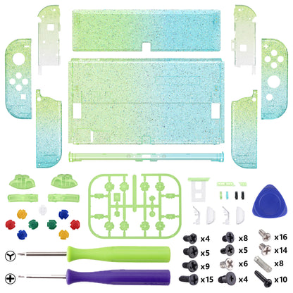 eXtremeRate Custom Replacement Full Set Shell & Buttons for Nintendo Switch OLED [Green and Blue Gradient Color]