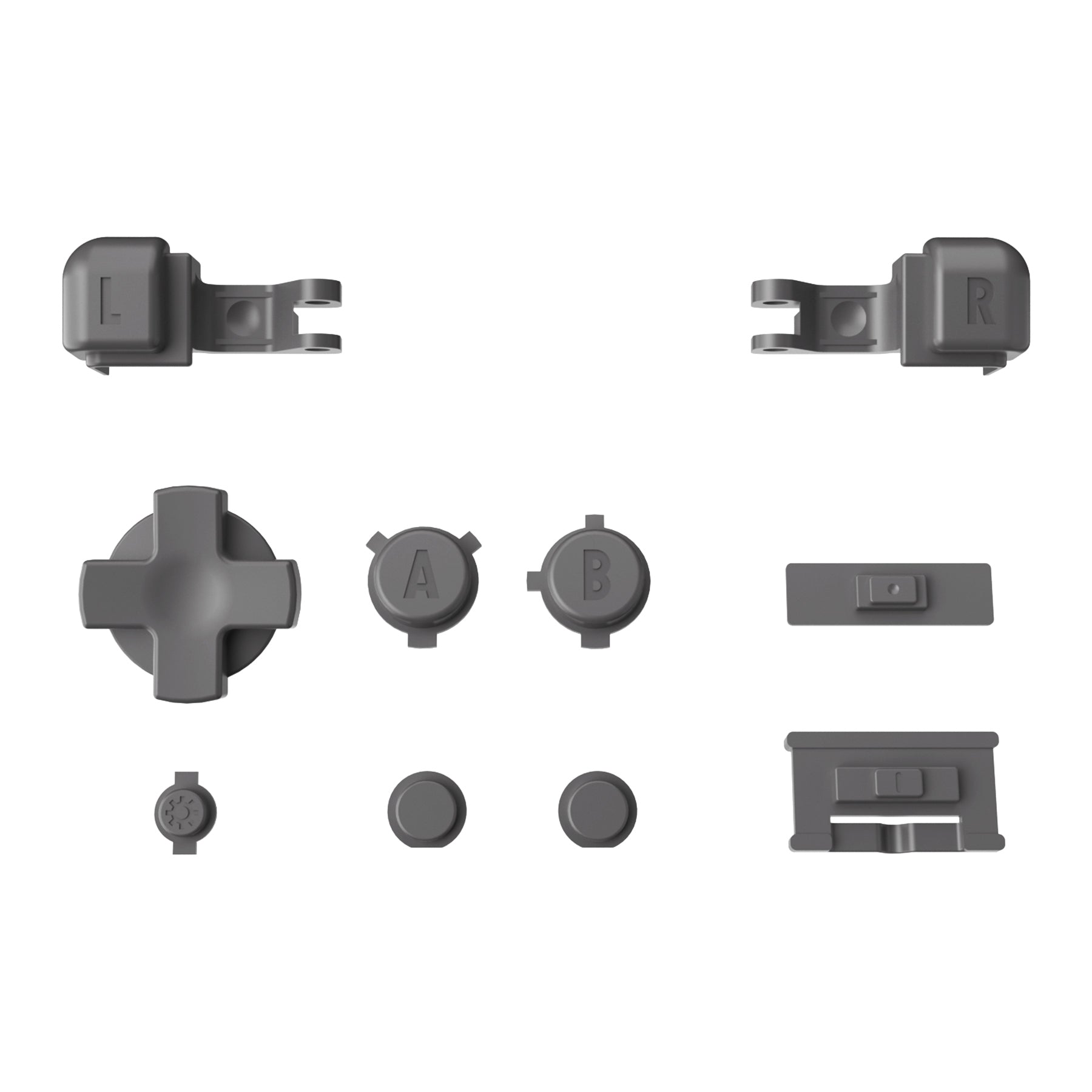 eXtremeRate Retail Classic Gray Custom Full Set Buttons for Gameboy Advance SP, Replacement A B L R Button Power On Off Volume Button D-pad Key for GBA SP Console - Console NOT Included - ASPJ103