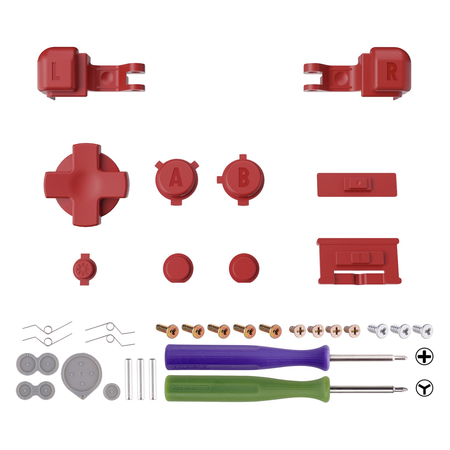 eXtremeRate ゲームボーイアドバンスSP（GBA SP）コンソール用カスタム交換フルセットボタン【モンスターレッド】