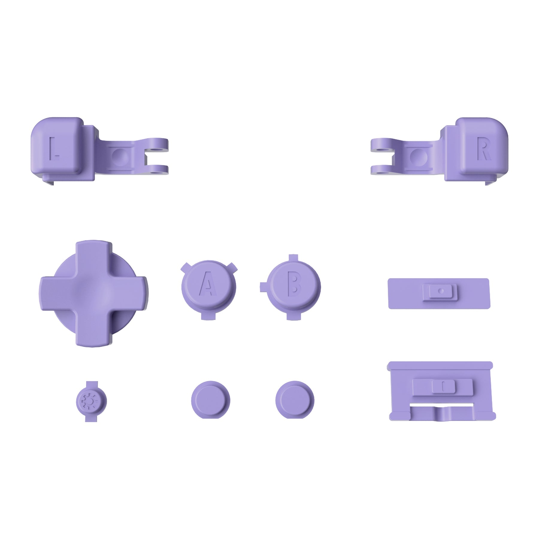 eXtremeRate Retail 16Bits Light Violet Custom Full Set Buttons for Gameboy Advance SP, Replacement A B L R Button Power On Off Volume Button D-pad Key for GBA SP Console - Console NOT Included - ASPJ108