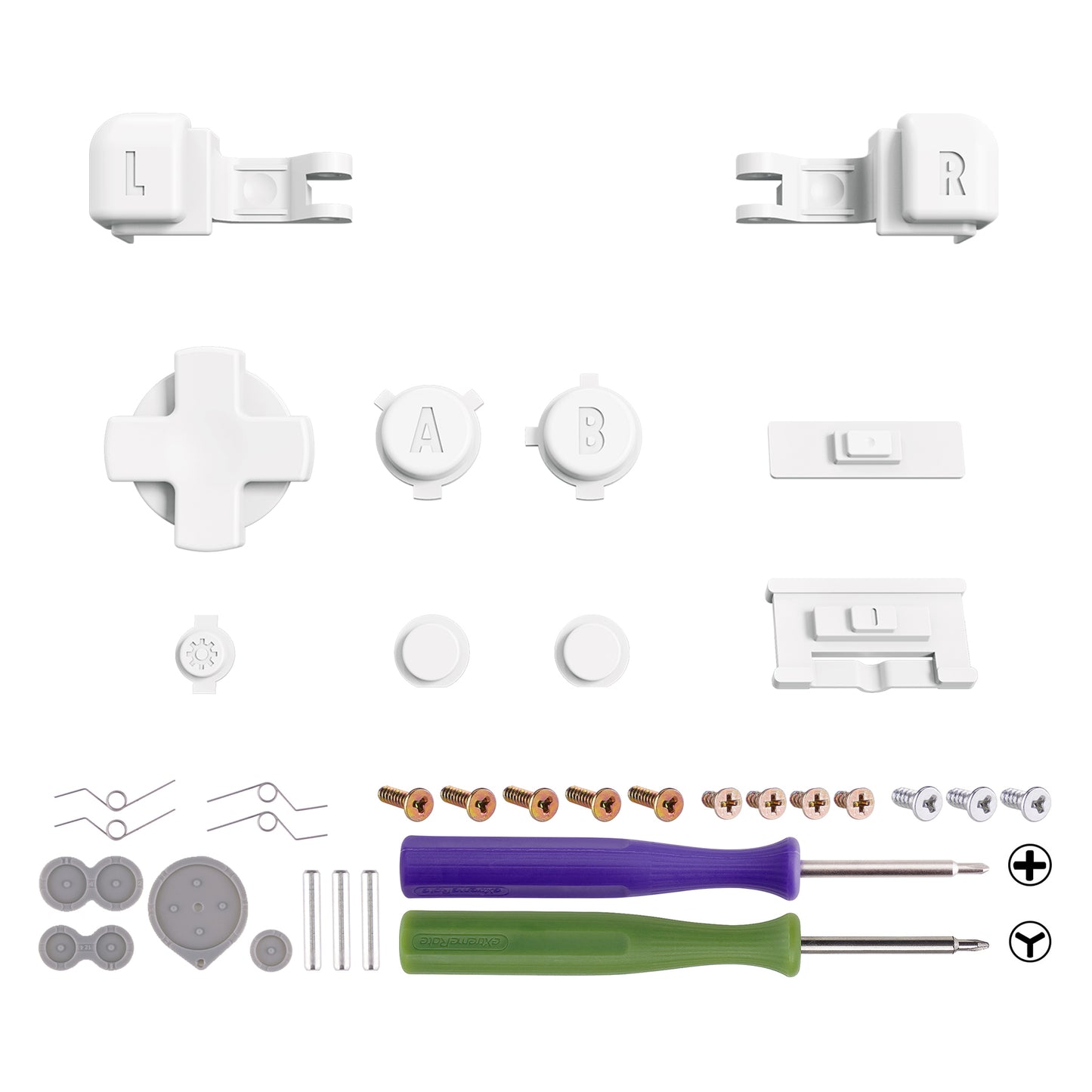 eXtremeRate ゲームボーイアドバンスSP（GBA SP）コンソール用カスタム交換フルセットボタン【ホワイト】