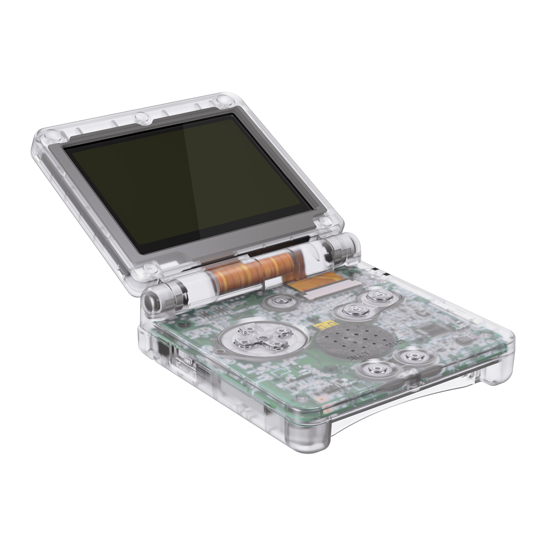 eXtremeRate IPS対応アップグレード版ゲームボーイアドバンスSP（GBA  SP）用交換フルセットシェル＆ボタン、IPSおよび標準LCD両方に対応【クリア】