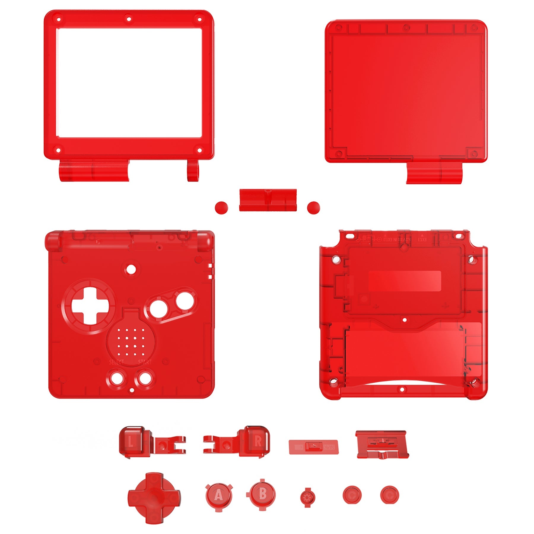 eXtremeRate Retail IPS Ready Upgraded eXtremeRate Clear Red Custom Replacement Housing Shell for Gameboy Advance SP GBA SP ¨C Compatible with Both IPS & Standard LCD ¨C Console & Screen NOT Included - ASPM5002