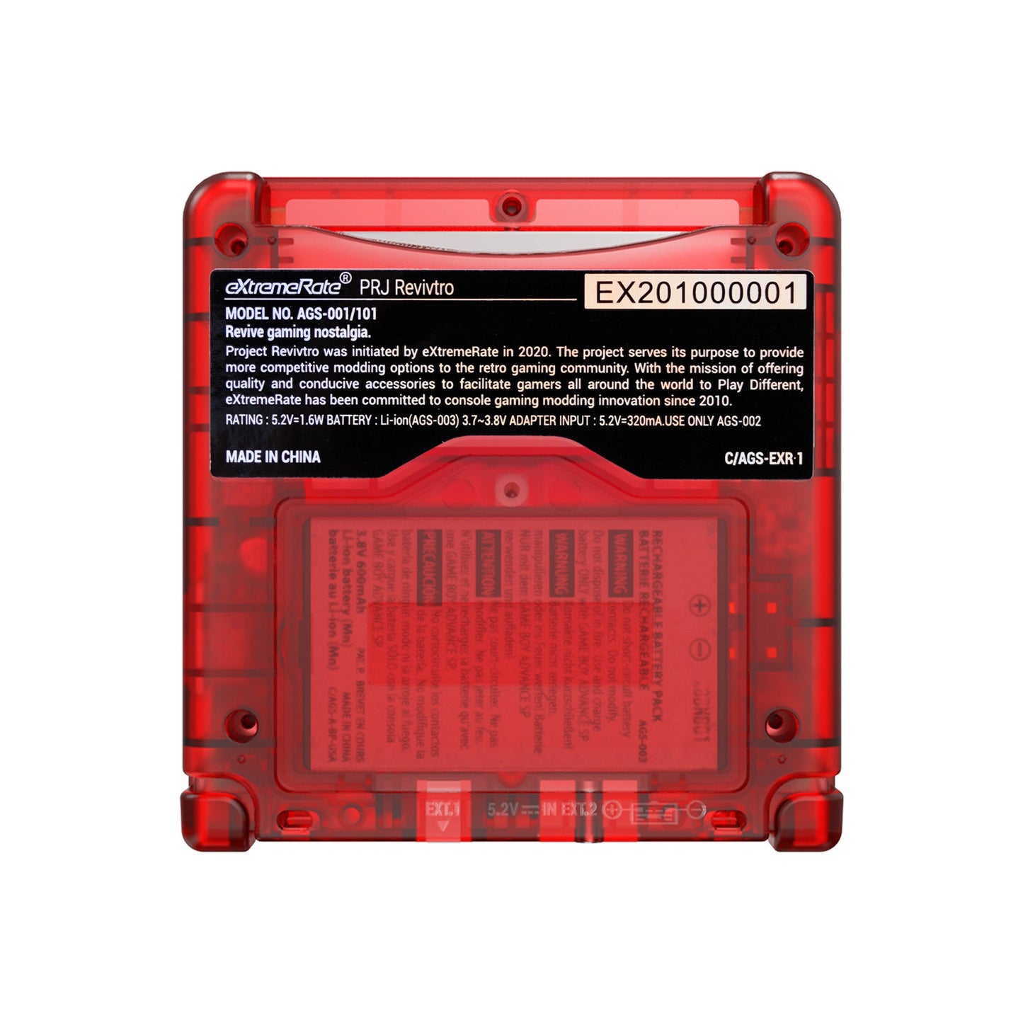 eXtremeRate Retail IPS Ready Upgraded eXtremeRate Clear Red Custom Replacement Housing Shell for Gameboy Advance SP GBA SP ¨C Compatible with Both IPS & Standard LCD ¨C Console & Screen NOT Included - ASPM5002