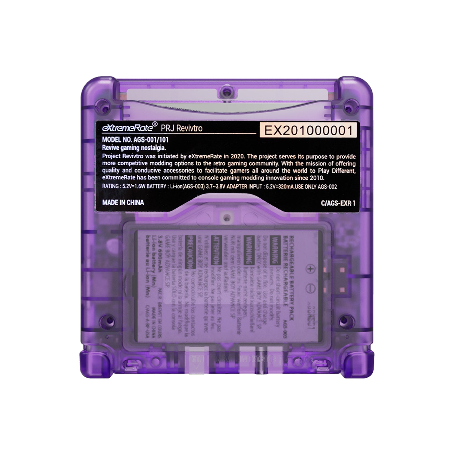 eXtremeRate Retail IPS Ready Upgraded eXtremeRate Clear Atomic Purple Custom Replacement Housing Shell for Gameboy Advance SP GBA SP ¨C Compatible with Both IPS & Standard LCD ¨C Console & Screen NOT Included - ASPM5005