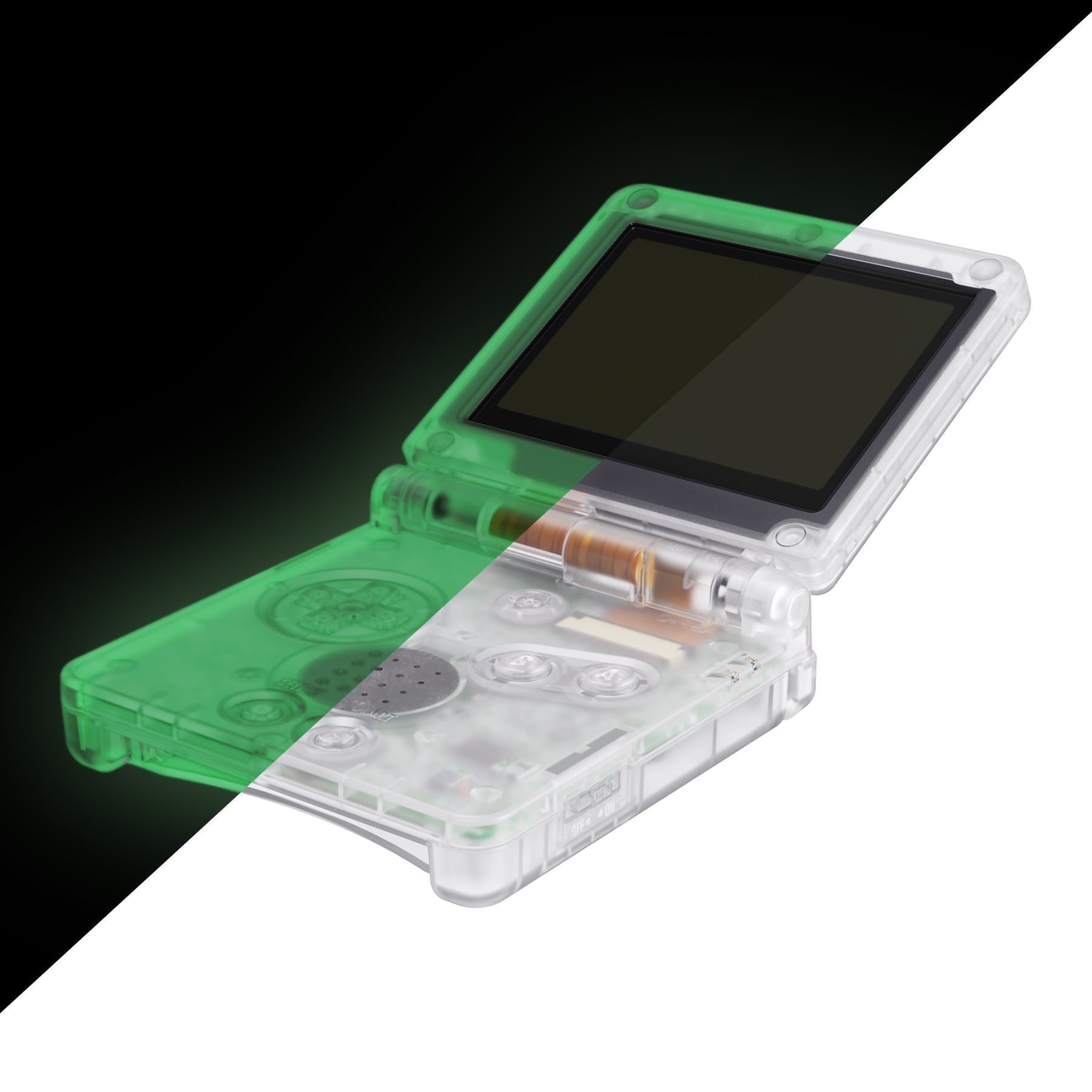 eXtremeRate Retail IPS Ready Upgraded eXtremeRate Glow in Dark - Green Custom Replacement Housing Shell for Gameboy Advance SP GBA SP ¨C Compatible with Both IPS & Standard LCD ¨C Console & Screen NOT Included - ASPM5008