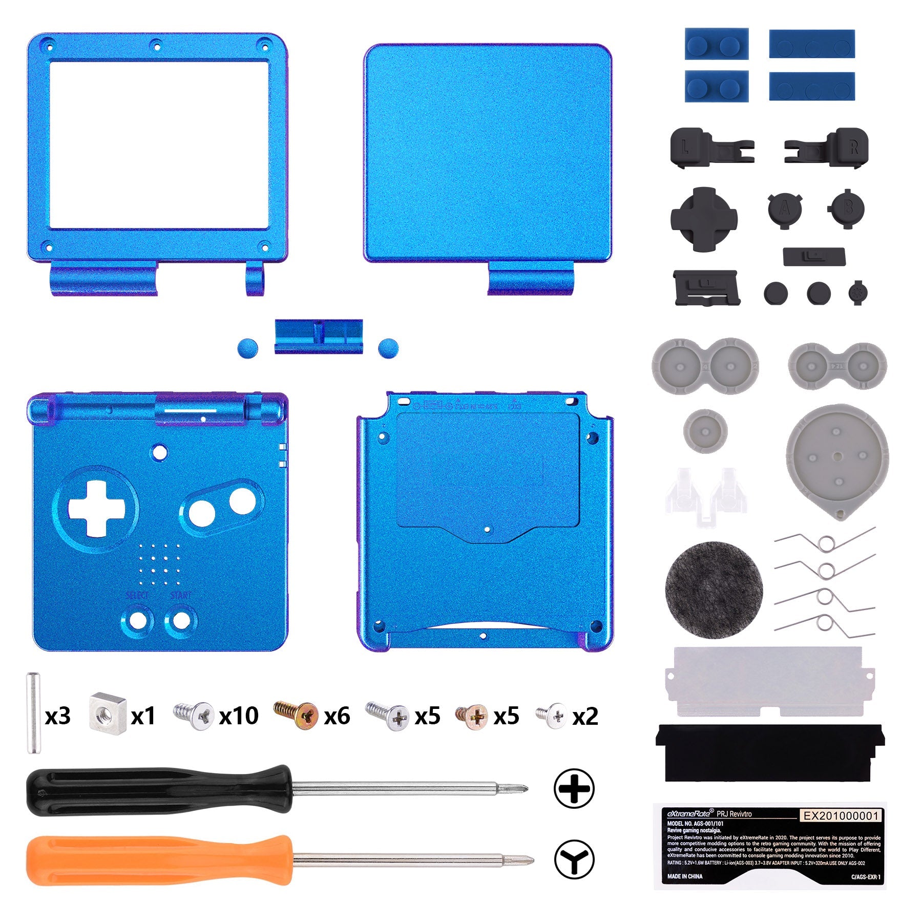 eXtremeRate Retail IPS Ready Upgraded Chameleon Purple Blue Glossy Custom Replacement Housing Shell for Gameboy Advance SP GBA SP ¨C Compatible with Both IPS & Standard LCD ¨C Console & Screen NOT Included - ASPP3001