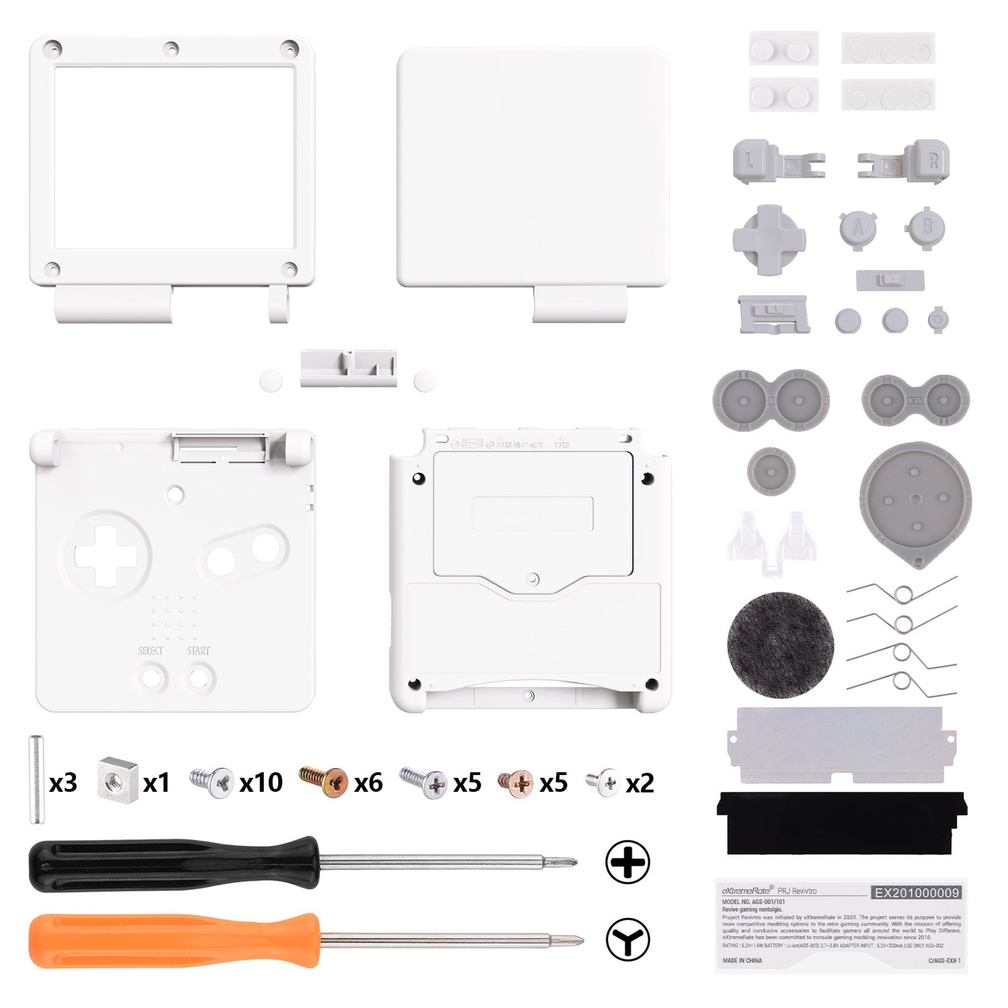 eXtremeRate Retail IPS Ready Upgraded White Soft Touch Custom Replacement Housing Shell for Gameboy Advance SP GBA SP ¨C Compatible with Both IPS & Standard LCD ¨C Console & Screen NOT Included - ASPP3002