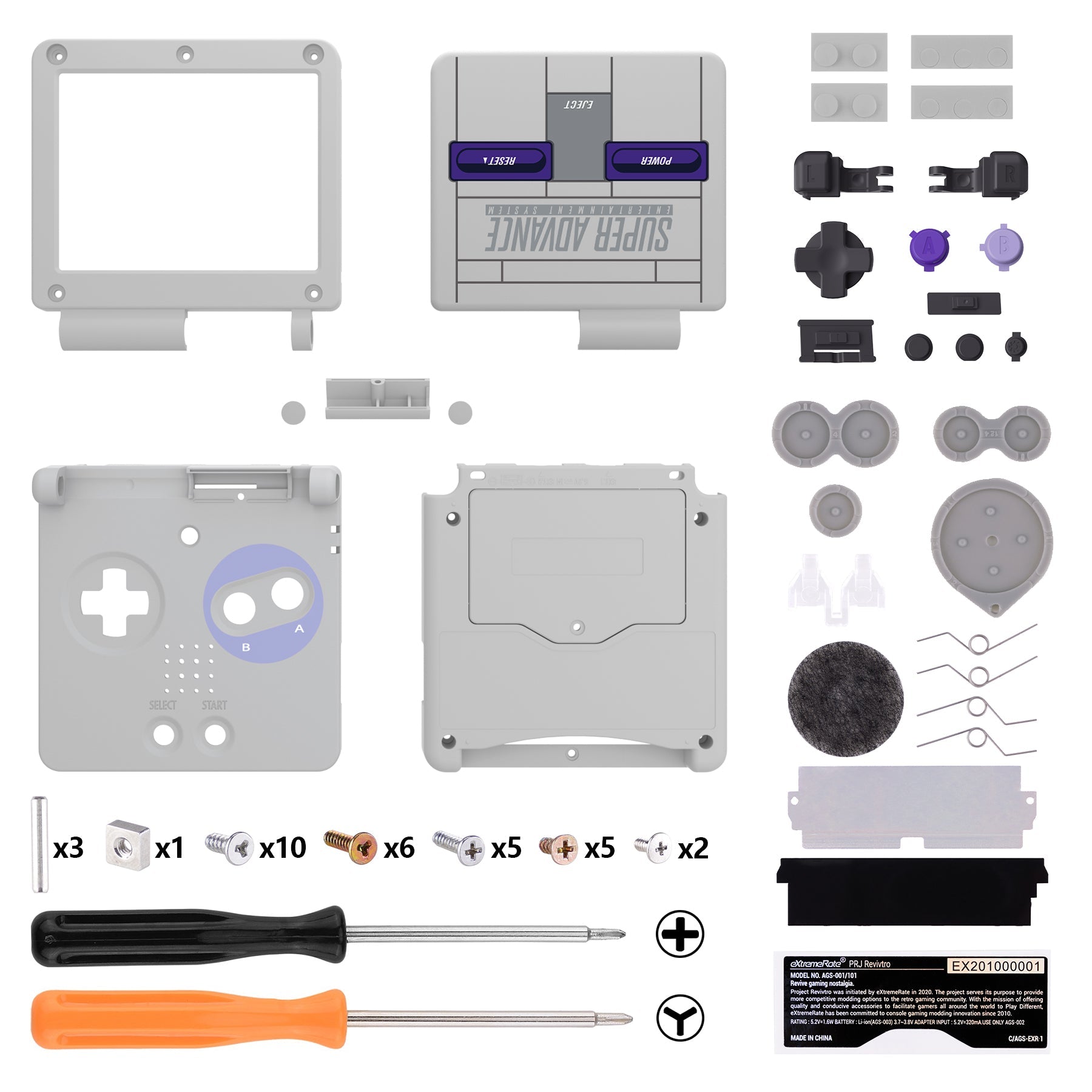 eXtremeRate Retail IPS Ready Upgraded Classic SNES Style Custom Replacement Housing Shell for Gameboy Advance SP GBA SP ¨C Compatible with Both IPS & Standard LCD ¨C Console & Screen NOT Included - ASPY001