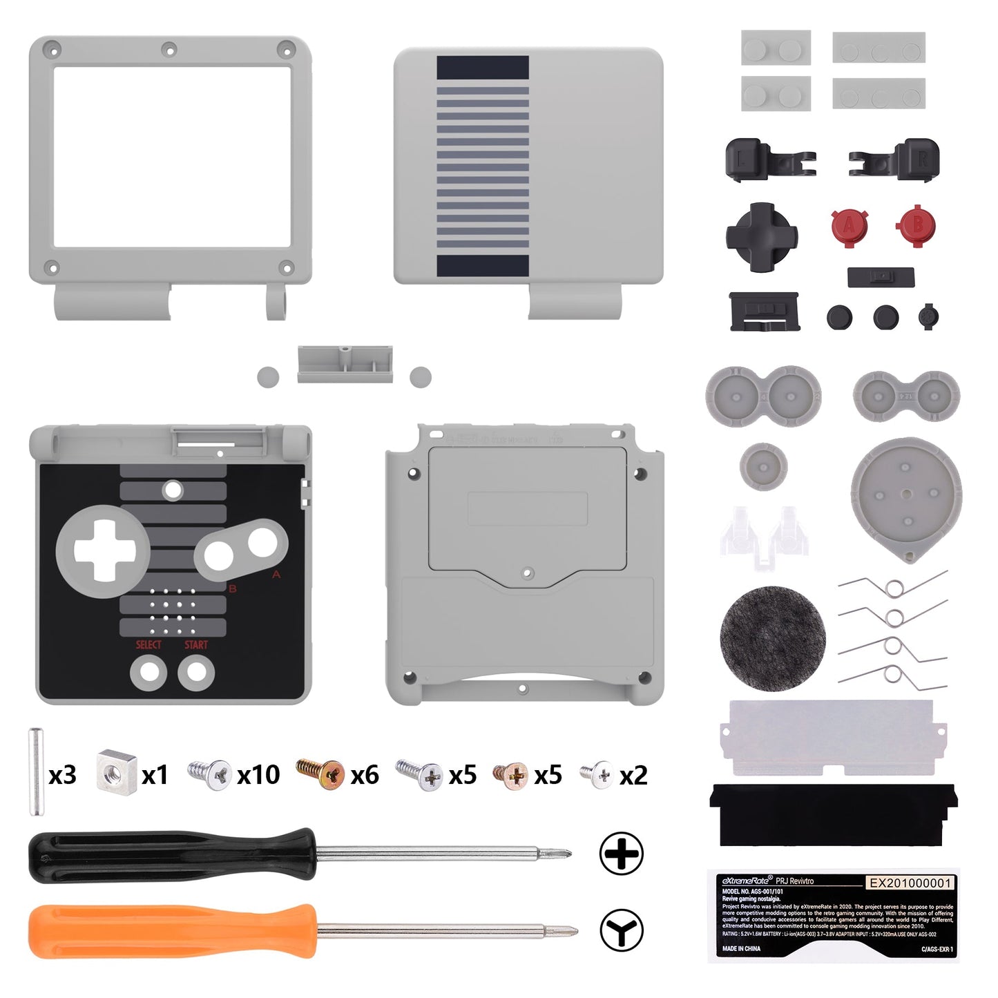 eXtremeRate Retail IPS Ready Upgraded Classic NES Style Custom Replacement Housing Shell for Gameboy Advance SP GBA SP ¨C Compatible with Both IPS & Standard LCD ¨C Console & Screen NOT Included - ASPY005