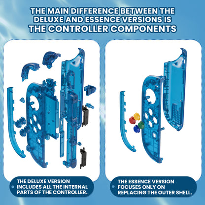 eXtremeRate Nintendo Switch 2対応ジョイコン交換フルセットシェルケース、ボタン付き - デラックス版【クリアブルー】