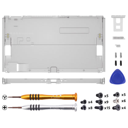 eXtremeRate Retail Clear Black Console Back Plate DIY Replacement Housing Shell Case for Nintendo Switch OLED Console ¨C JoyCon Shell & Kickstand NOT Included - BNSOM5005