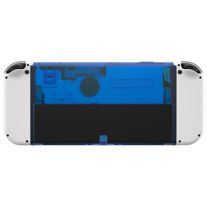 eXtremeRate Retail Clear Blue Console Back Plate DIY Replacement Housing Shell Case for Nintendo Switch OLED Console ¨C JoyCon Shell & Kickstand NOT Included - BNSOM5006