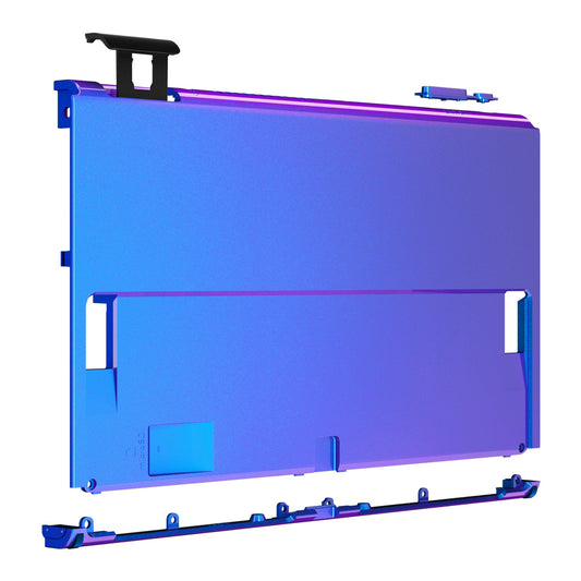 eXtremeRate Retail Chameleon Purple Blue Soft Touch Console Back Plate DIY Replacement Housing Shell Case for Nintendo Switch OLED Console ¨C JoyCon Shell & Kickstand NOT Included - BNSOP3001